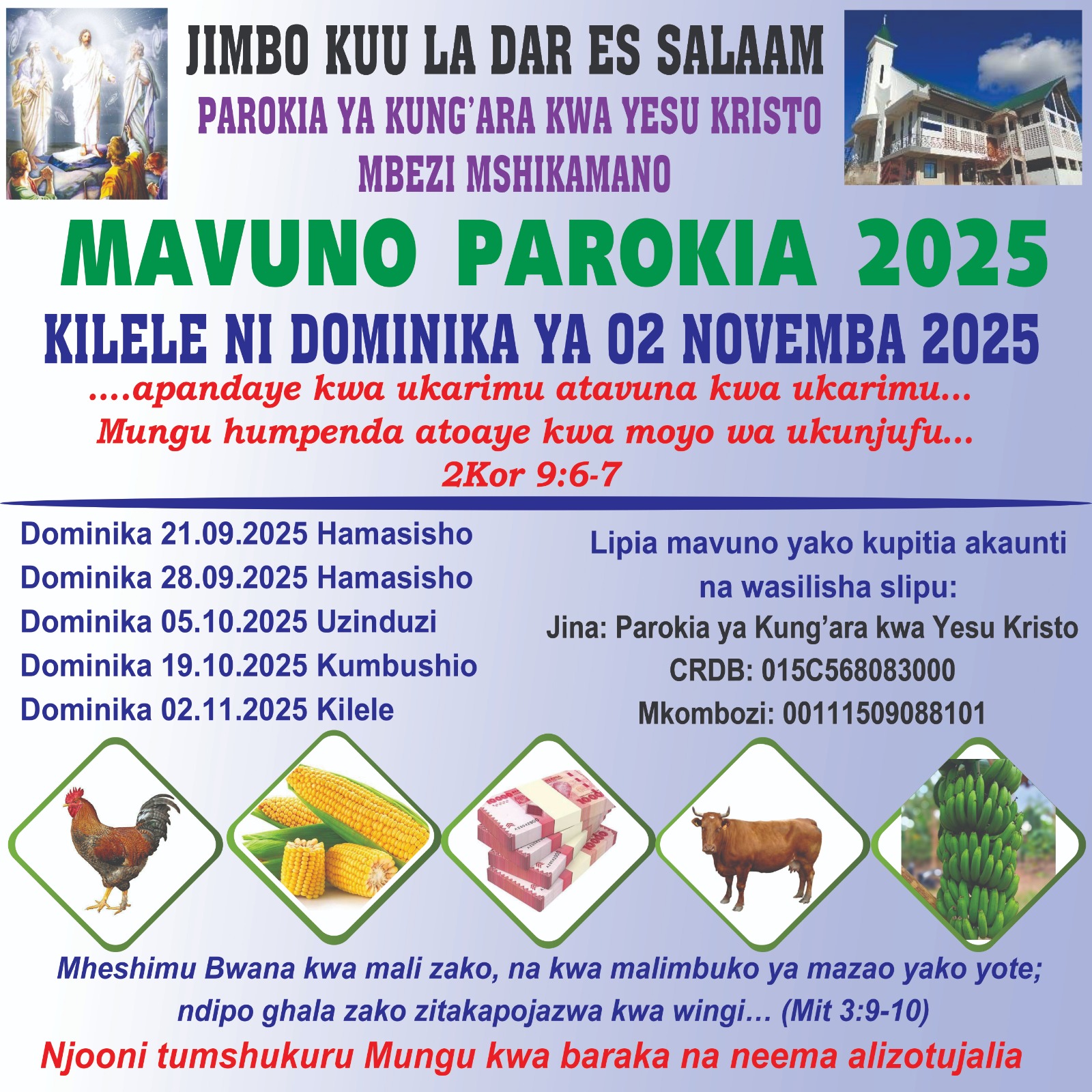 Mavuno Parokia 2025, Kilele ni Dominika ya 02 Novemba 2025